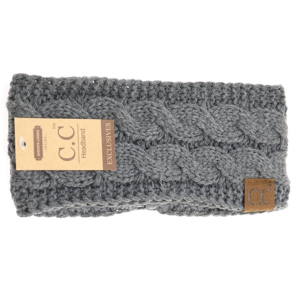 C.C. Cable Knit Head Wrap | Dark Grey