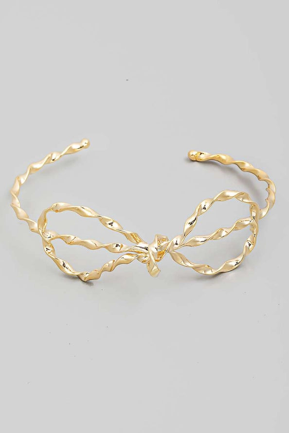 Bow Twist Bracelet Cuff | Gold