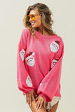 Sequin Santa Patch Sweater | Pink