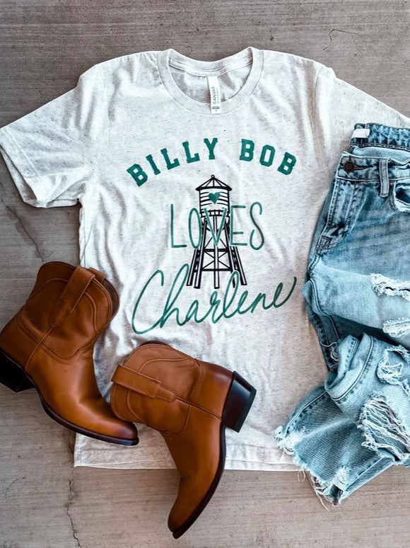 Billy Bob Loves Charlene Tee | Light Heather Fleck Grey