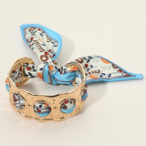 Scarf Tie Gold Cuff Bracelet | Blue