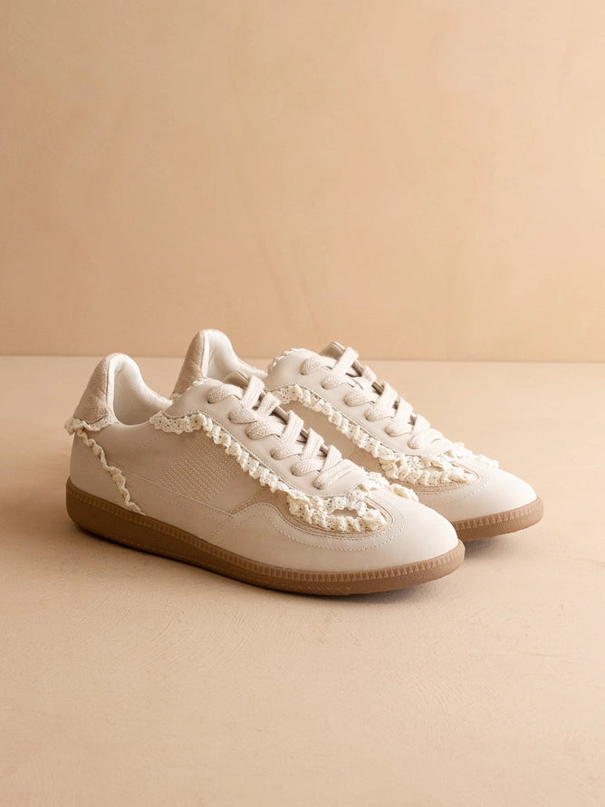The April | Cream Lace Trimmed Retro Sneaker