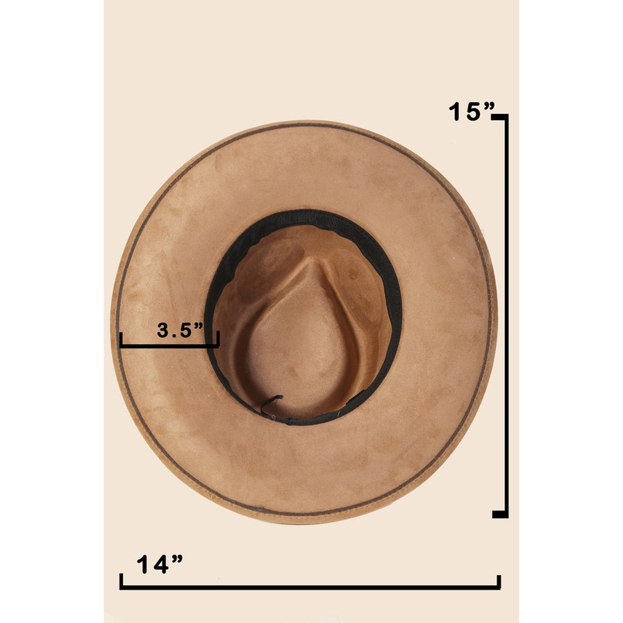 Embroidered Flower Band Flat Brim Hat | Brown