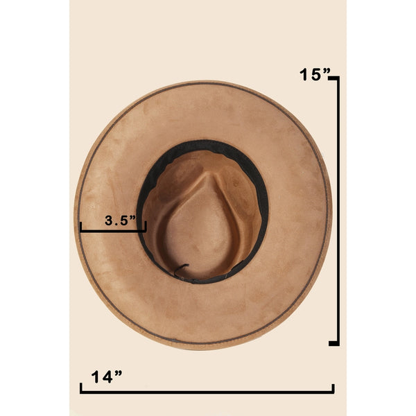 Embroidered Flower Band Flat Brim Hat | Brown