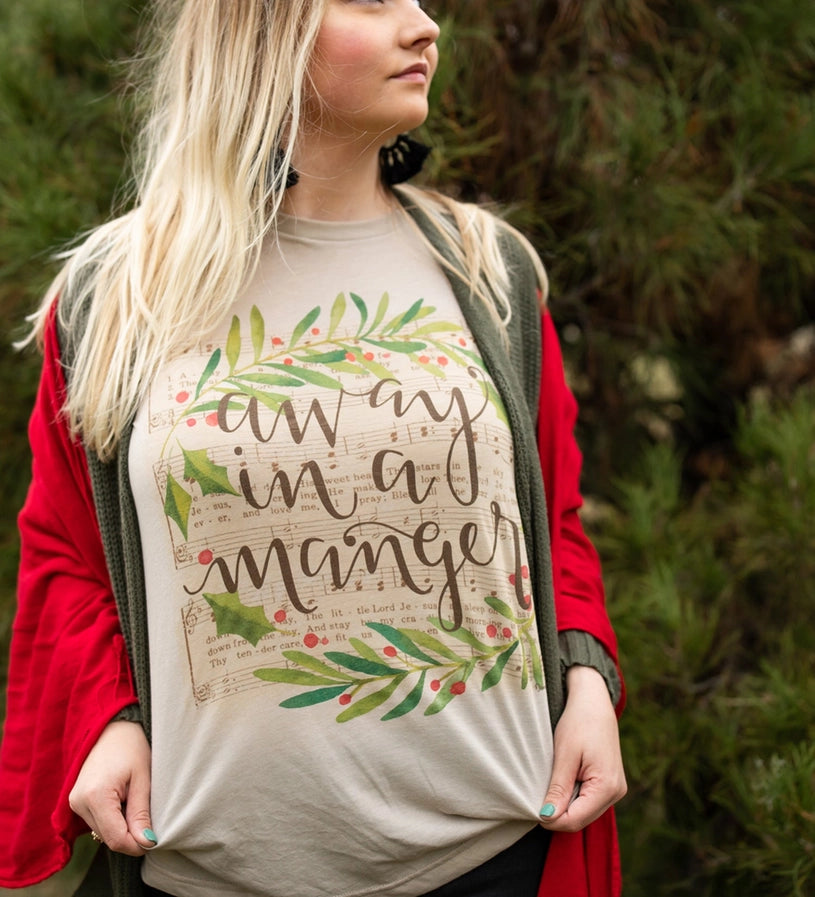Away In A Manger Tee | Tan