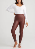 Faux Leather Shaping Legging | Java Brown