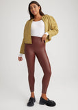 Faux Leather Shaping Legging | Java Brown