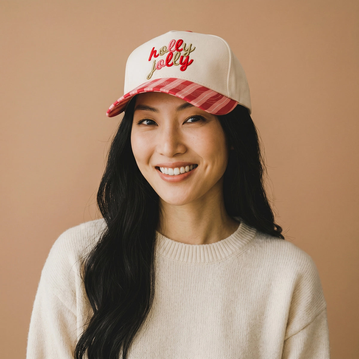 Holly Jolly Canvas Stripe Cap | Red/Pink