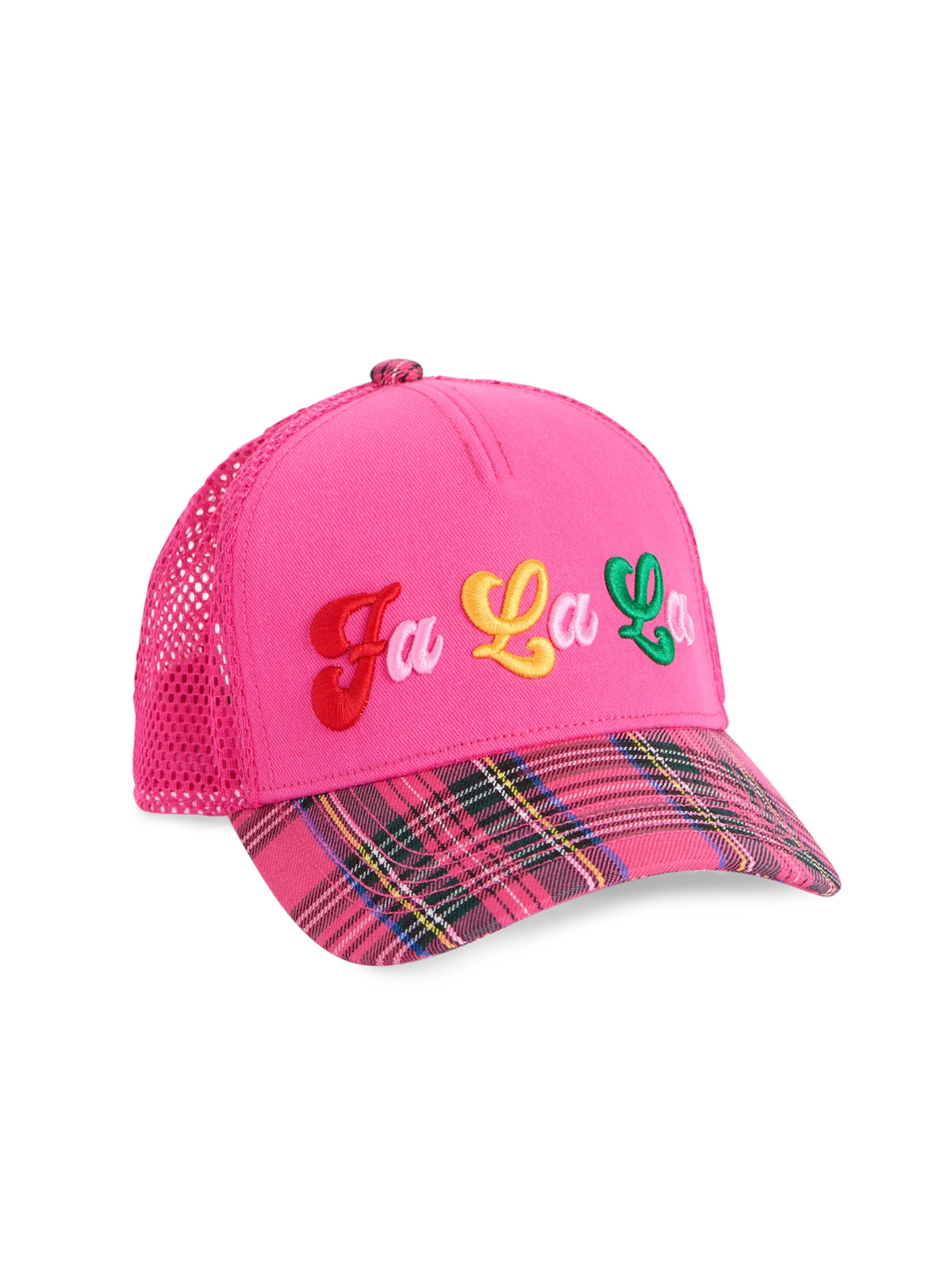 Merry Canvas Plaid Mesh Back Cap | Pink