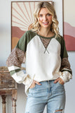 Leopard Raglan Top | Cream+Olive