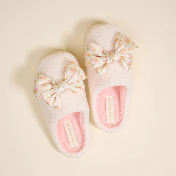 Fuzzy Betty Bow Slippers | Endless Daydream Cream