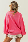 Sequin Santa Patch Sweater | Pink