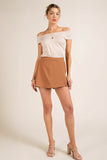 Asymmetrical Wrap Skort | Camel