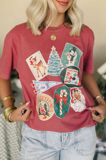 90s Vintage Christmas Tee | Crimson