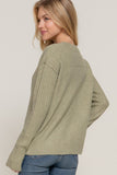 Mock Neck Raised Seam Sweater | Heather Olive