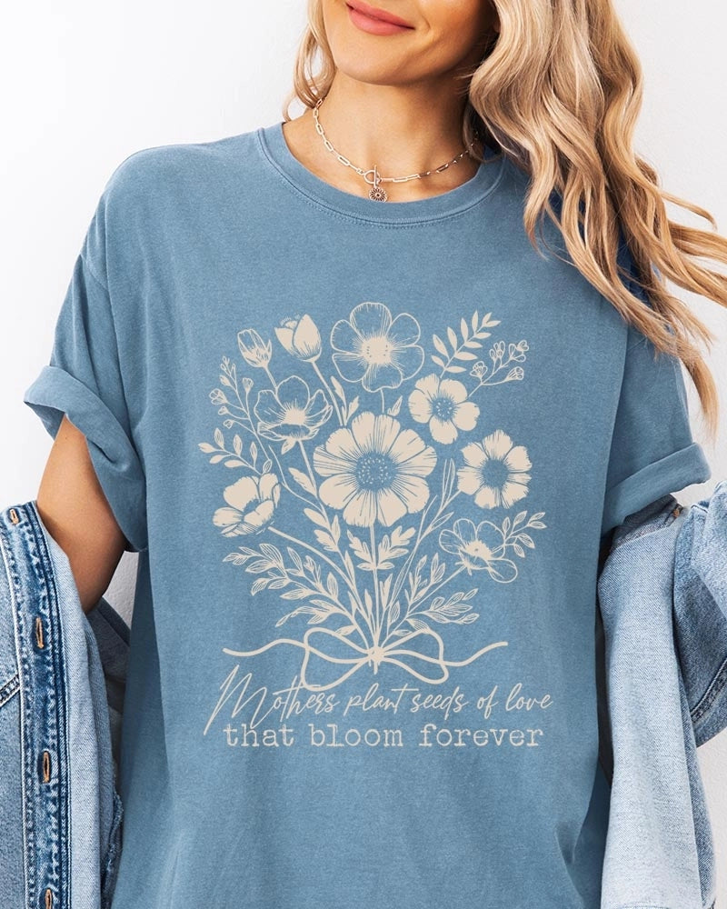 Mother's Plant Seeds Bloom Tee | Blue