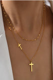 18k Dipped Layered Cross Necklace | Gold