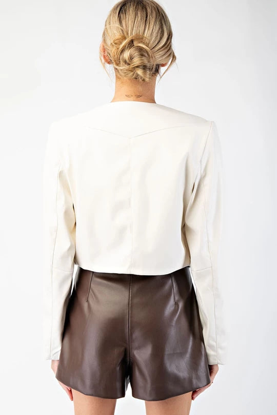 Studded Fringe Faux Leather Jacket | Off White