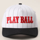Play Ball Pinstripe Trucker Cap | Black/White/Red
