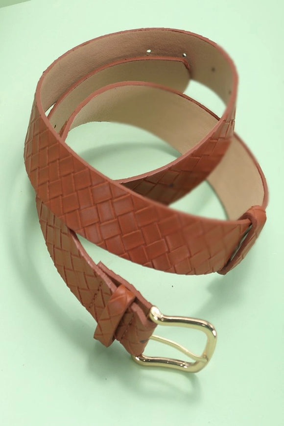 Classic Faux Leather Braided Belt | Brown