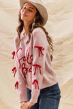 Santa Baby Ribbon Bow Sweater Top | Blush