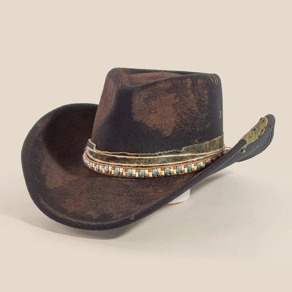 Distressed Western Cowboy Hat | Black