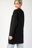 Crochet Knit Long Cardigan | Black