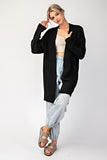 Crochet Knit Long Cardigan | Black