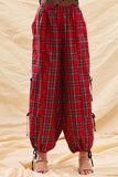Plaid Loose Fit Jogger Pants | Red