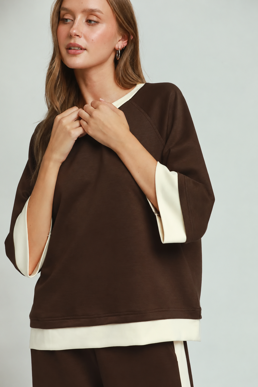 LuxeKnit Colorblock 2 Piece Set | Coco Brown