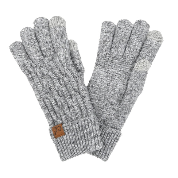 C.C Chain Link Knit Smart Touch Gloves | Grey