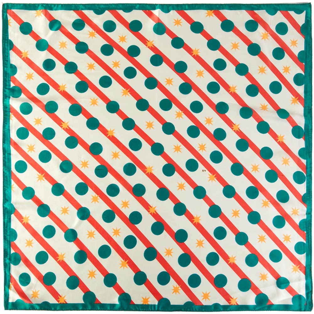 Polka Dot Christmas Square Bandana Scarf | Green