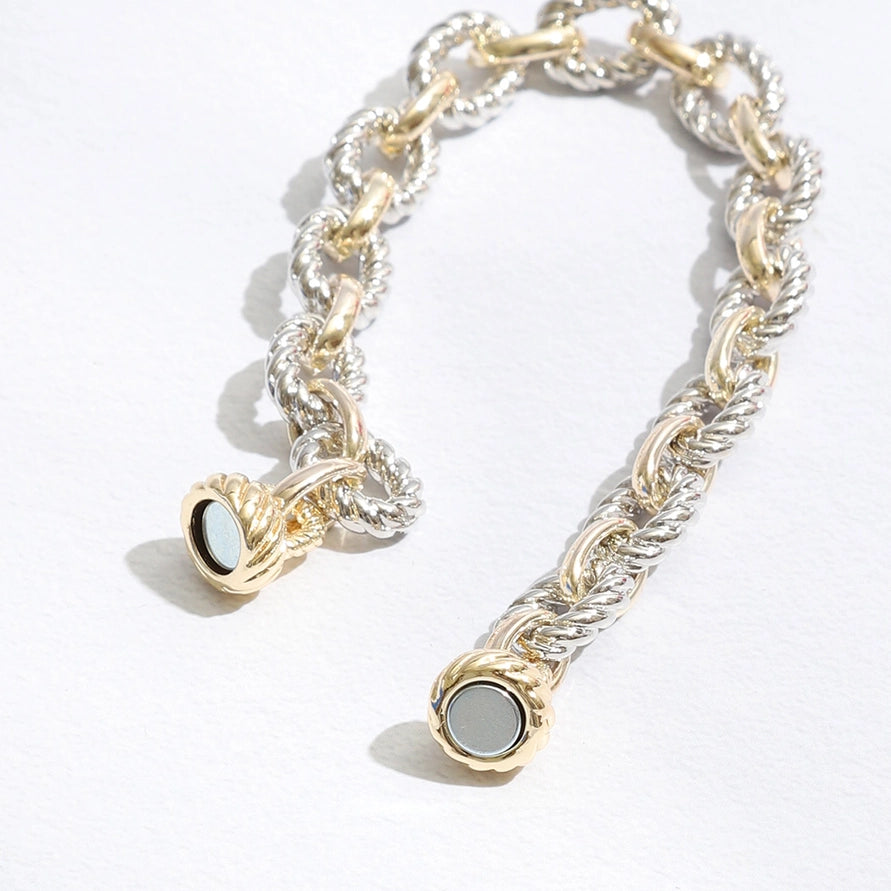 Two Tone Twisted Chain Bracelet | Silver/Gold