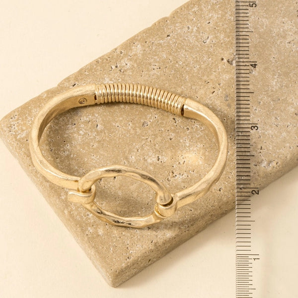 Hammered Circle Bangle Bracelet | Worn Gold