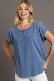 Linen Mineral Washed Top | Blue