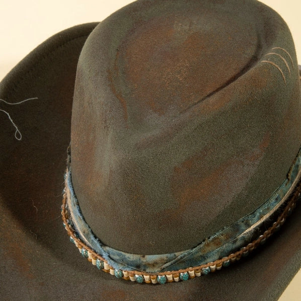 Distressed Western Cowboy Hat | Olive