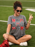 Red+Black Spirit Bows Tee | Dark Heather Grey