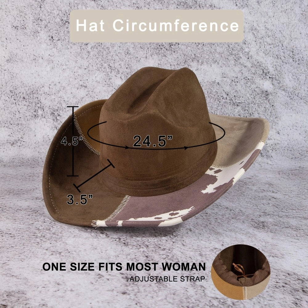 Color Blowck Cow Print Cowboy Hat | Brown