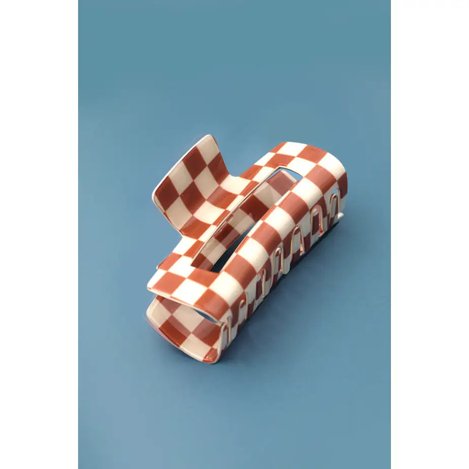 Checker Hair Claw | Brown