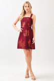 Metallic Floral Jacquard Dress | Wine