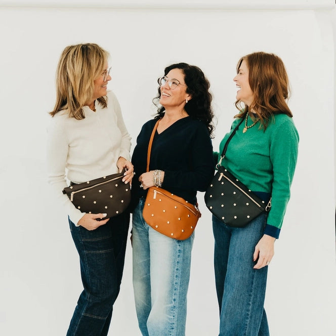 Chic Gold Studded Westlyn Bum Bag | Black