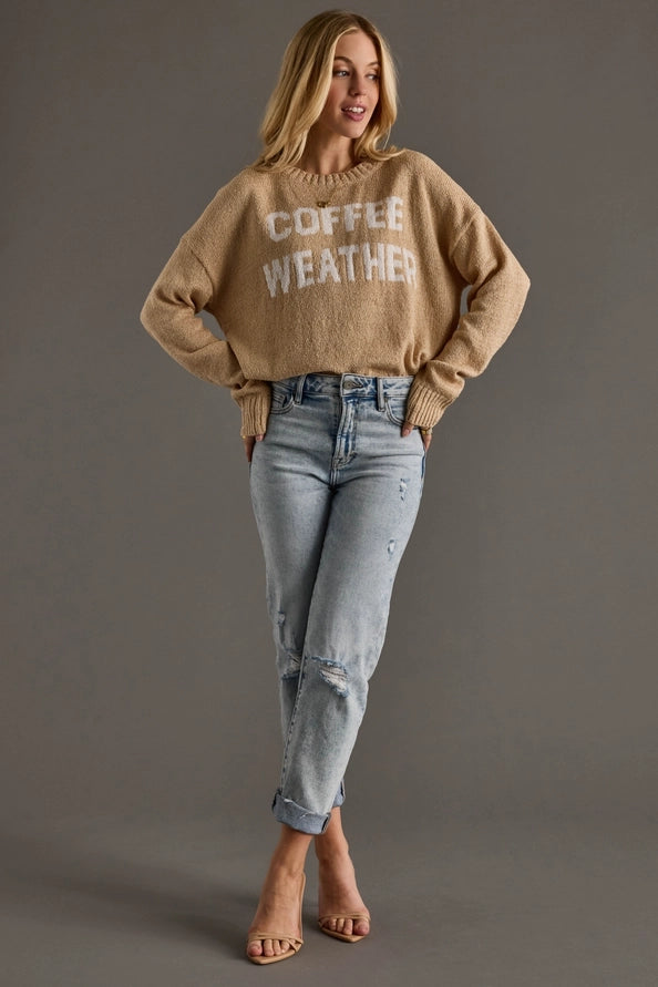 Coffee Weather Sweater Top | Tan