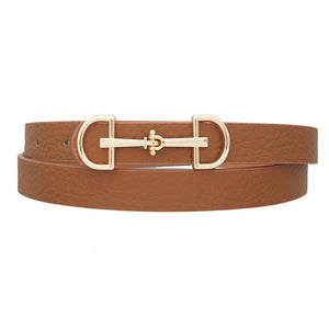 Horse Bit Faux Leather Belt | Cognac