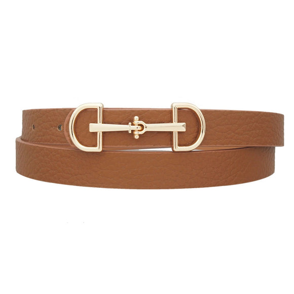 Horse Bit Faux Leather Belt | Cognac