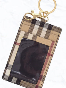 Leather Keychain Card Holder | Plaid