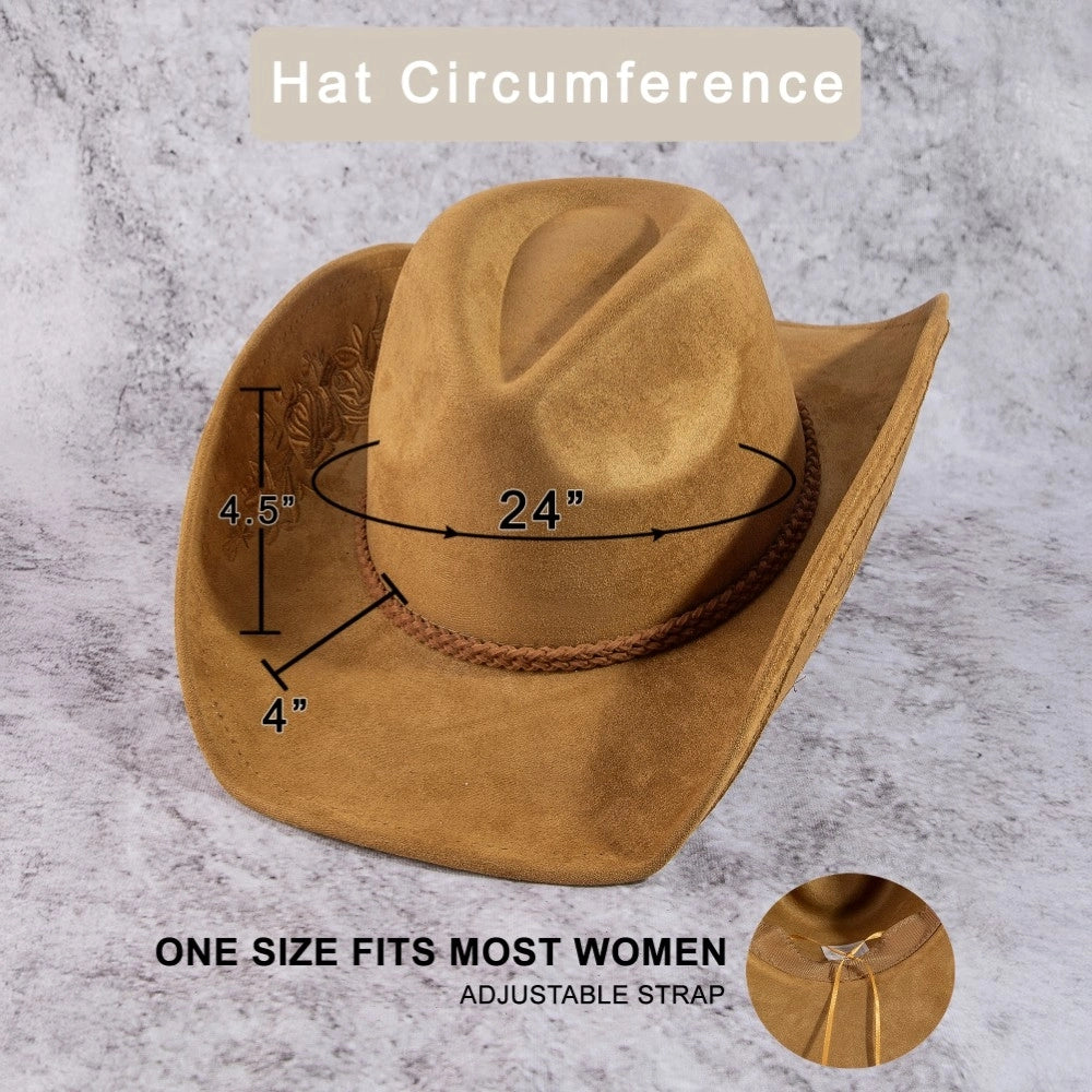 Rose Embroidered Braded Tassel Cowboy Hat | Various