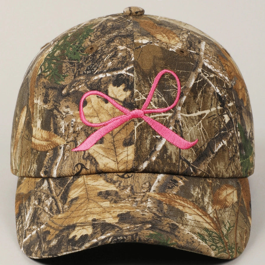 Ribbon Bow Trucker Cap | Camo/Pink