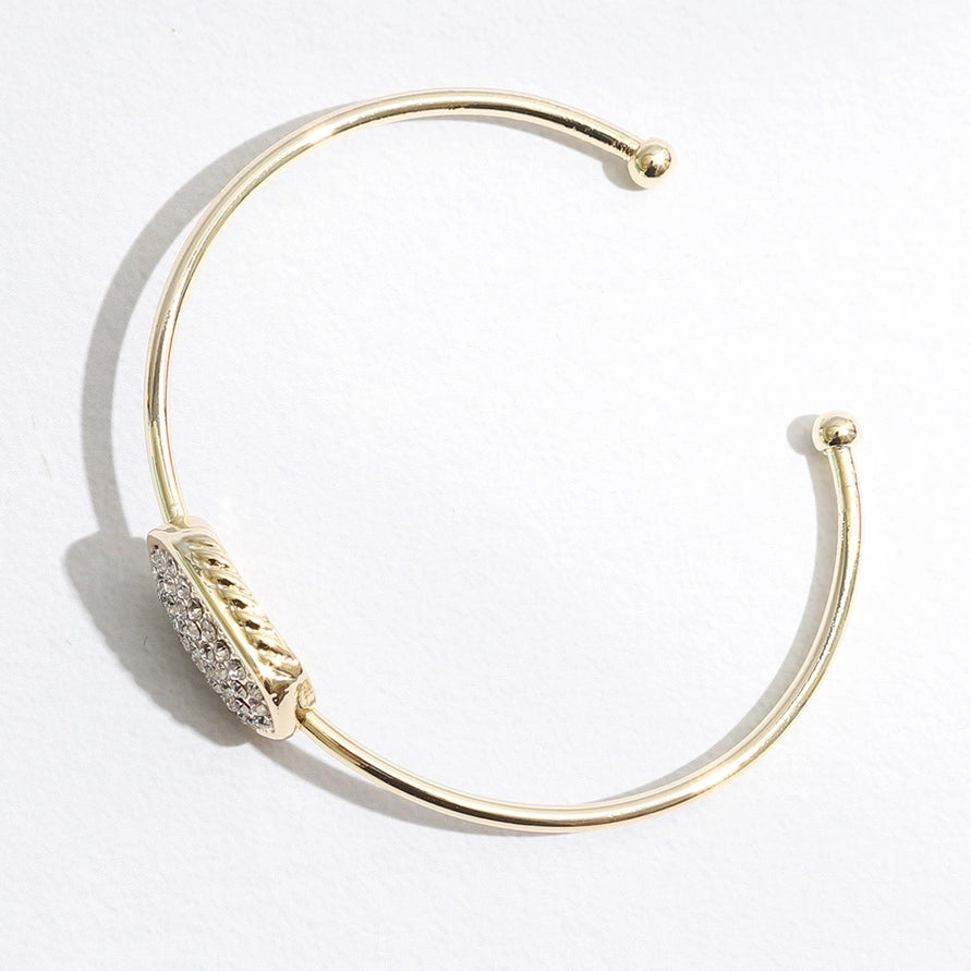 Oval CZ Bangle Bracelet | Gold