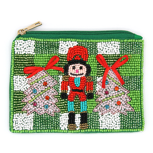 Nutcracker Bow Green | Seed Beed Coin Purse Pouch