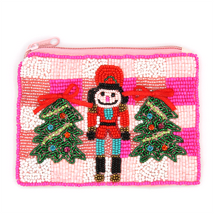 Nutcracker Bow Pink | Seed Beed Coin Purse Pouch
